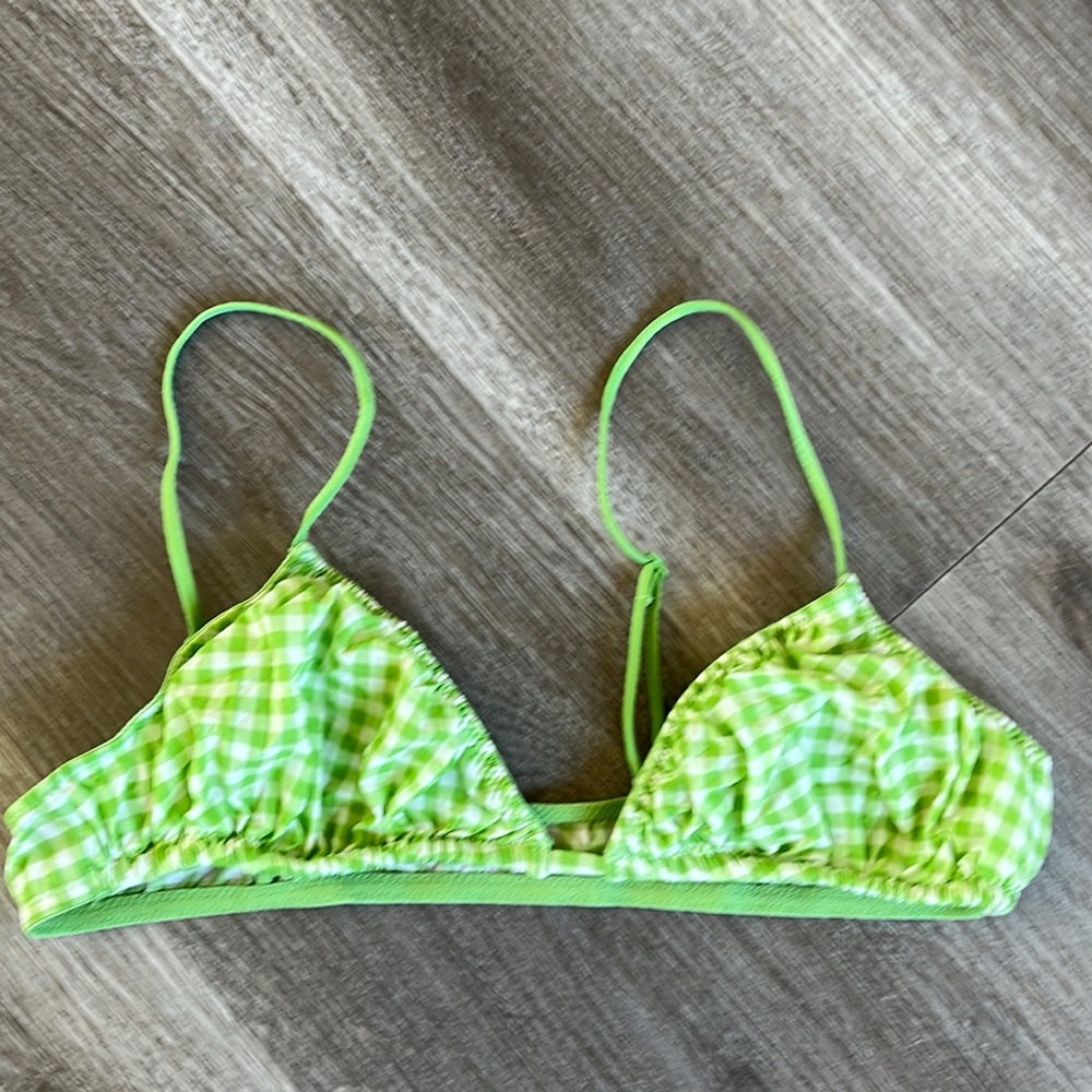Woman’s weekday bra bralette top green plaid size small